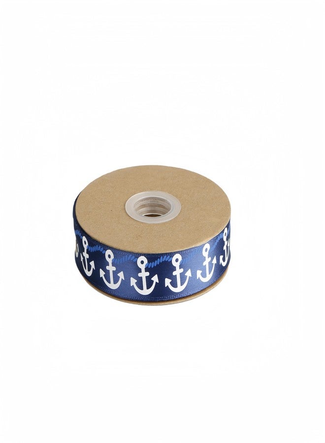 Meseey 20 Yards Nautical Anchors Craft Satin Ribbon 7/8 Inch Navy Blue White Stripes Nautical Rope Ribbon for Beach Coasta Gift Wrapping, Baby Shower,Wedding, Party Favors (Nautical Ribbon) - Image 2